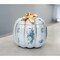 Ceramic Blue Pumpkin Candy Jar 6.25X6.5 Victorian Style With Blue Roses